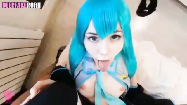 Real fake ASMR BlueKatie with acid hair color is fucked by neighbor