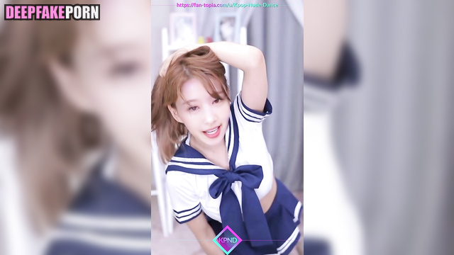 Sexy Sana dancing in schoolgirl suit, real fake (トゥワイス セックスシーン) [PREMIUM]