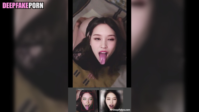 Adult Mina shows her sexy tongue on camera (トゥワイス 本物の偽物)