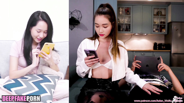 She gets distracted by phone during masturbation / Truc Anh real fake