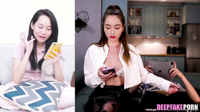 She gets distracted by phone during masturbation / Truc Anh real fake