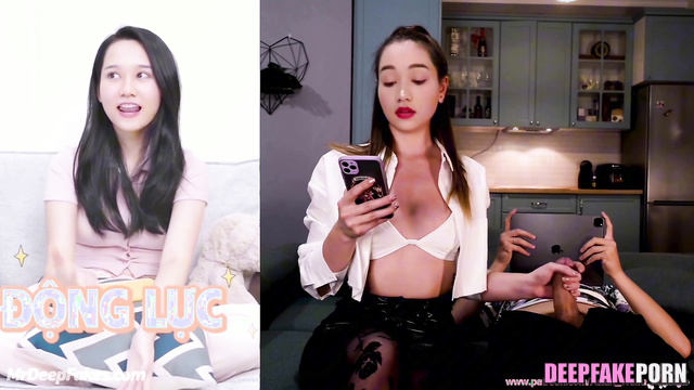 She gets distracted by phone during masturbation / Truc Anh real fake