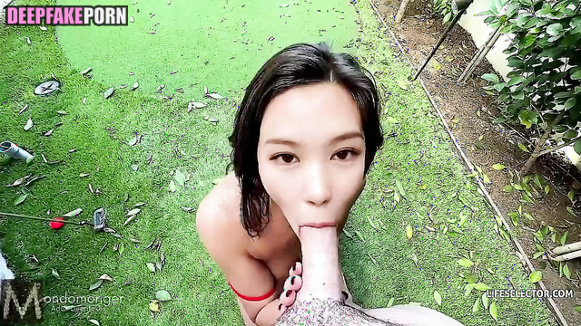 Mind-blowing blowjob in her garden / トゥワイス 本物の偽物 Sana hot sex scenes [PREMIUM]