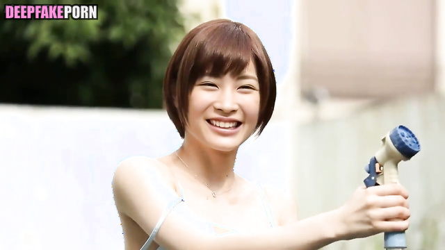 She watches you jerk off intently, Suzu Hirose (広瀬すず 情熱的なセックス) real fake