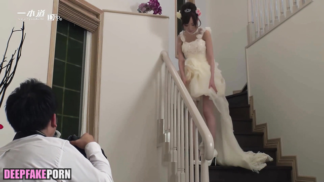 Dirty bride Bai Bing (白冰 成人视频) fucking with groom's friends, face swap [PREMIUM]