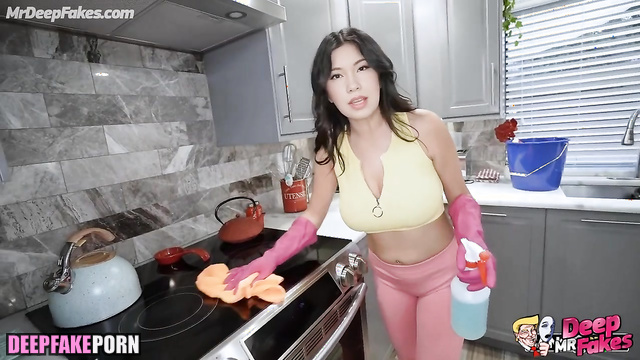 Pretty star QuarterJade loves to work as a housemaid, fakeapp