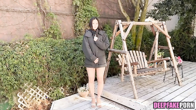 AI Yui Ogura (小倉 唯) On the street in sexy lingerie